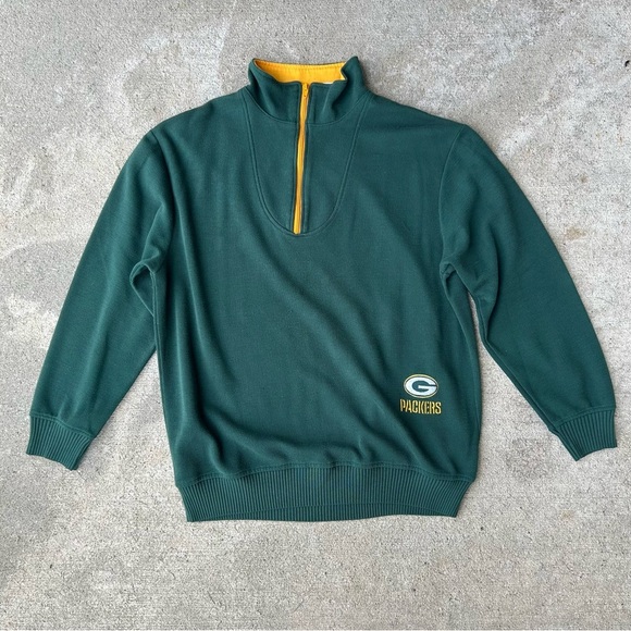 Green Bay Packers Green and Yellow Men's Zip-Up Sweater - Picture 1 of 7